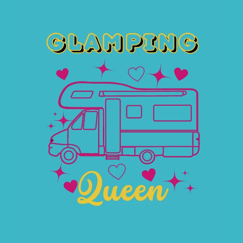 Glamping Queen, Camper in pink, camping, summer