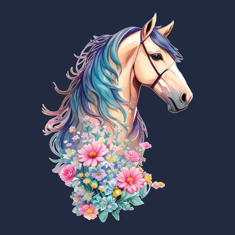 Schöne Pferde Rasse Pferd mit Pastell Blumen