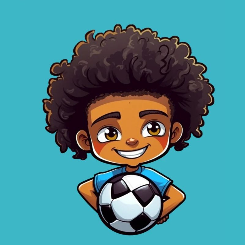 Afro Schwarz Kind Junge Mädchen Fußball