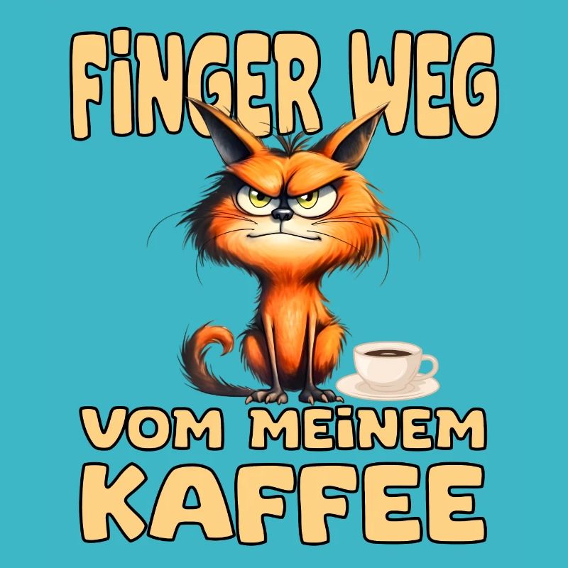 Lustige Katze mit Spruch: Finger Weg vom Kaffee