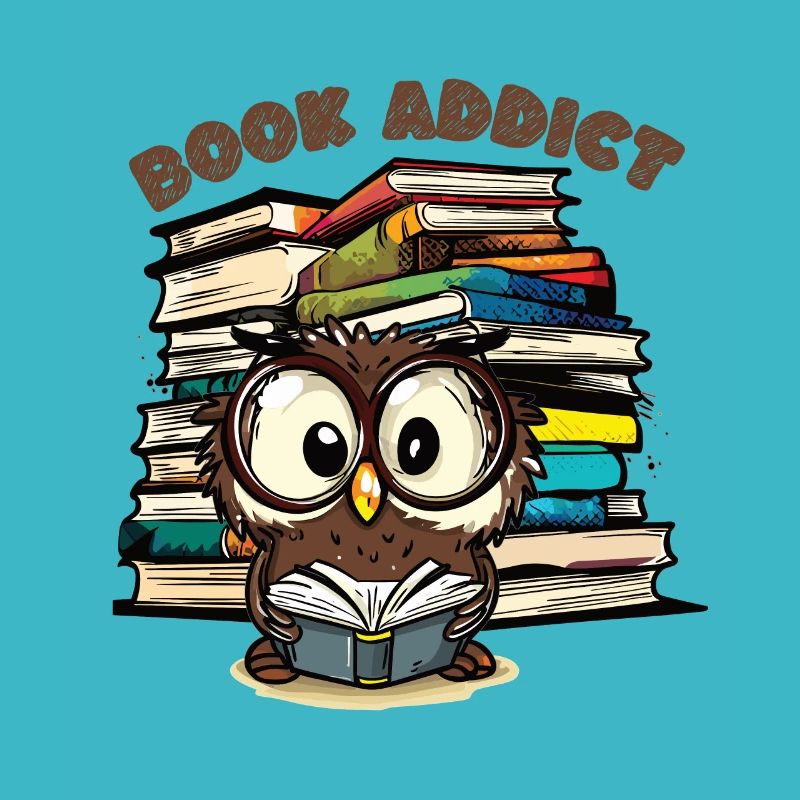 Eule liest Bücher - Book Addict