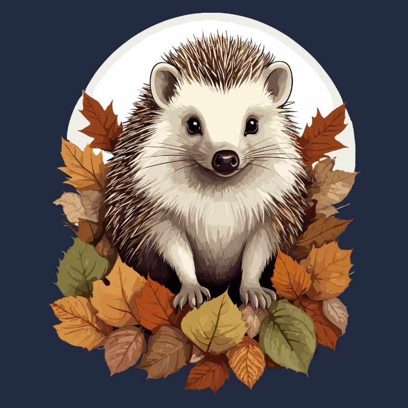 Hérisson mignon dans un tas de feuilles