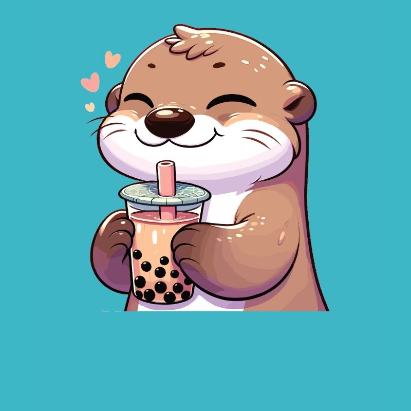 Otters Drink Bubble Tea kawaii Boba Otter