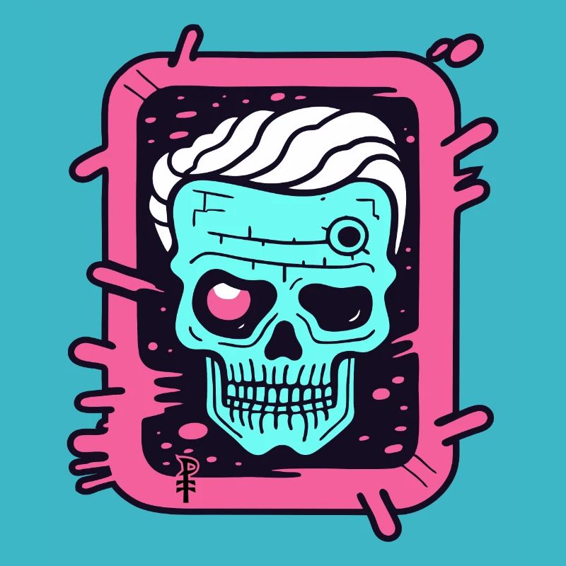 Pop Farbe Kunst: Verspielter alter Totenkopf
