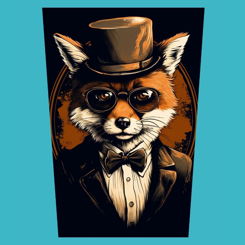 Renard avec chapeau et lunettes