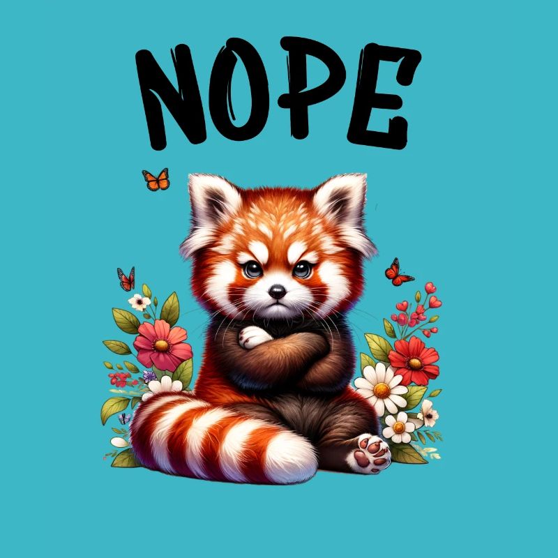 Red Panda Funny Saying Nope Fire Fox