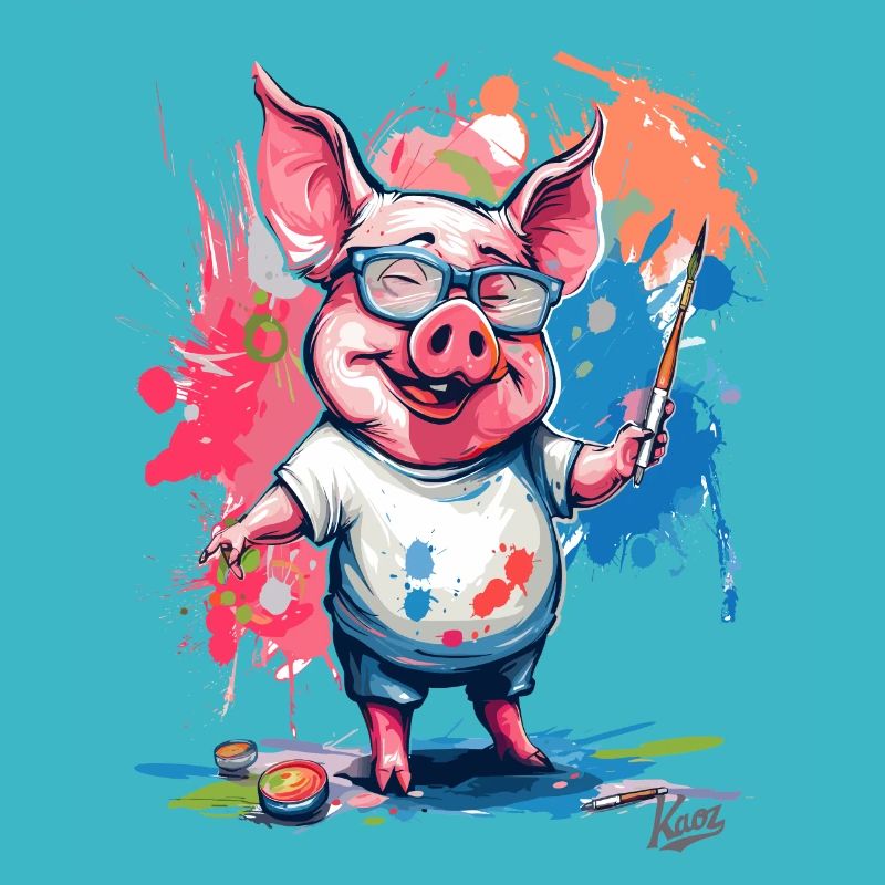 Image colorée et un cochon peintre amusant