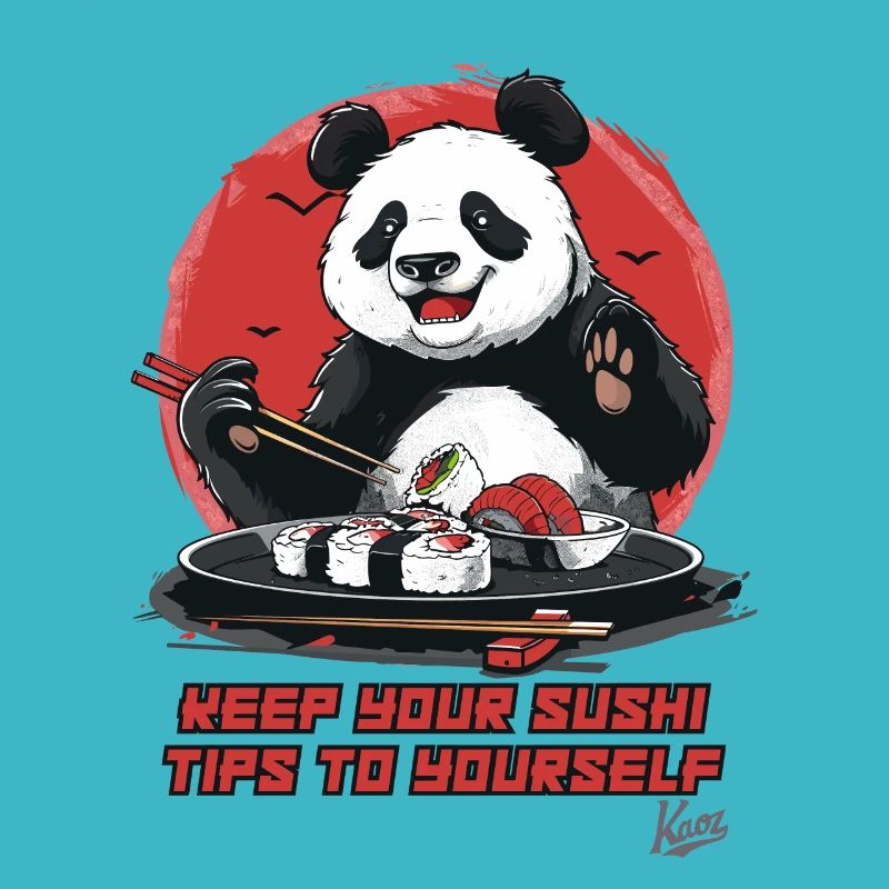Panda bear gives sushi tips