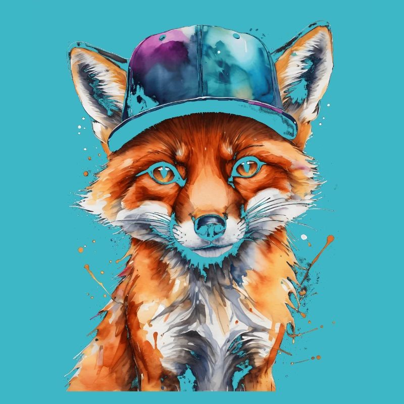 Fox Snapback Cap Cool Animal Design Print