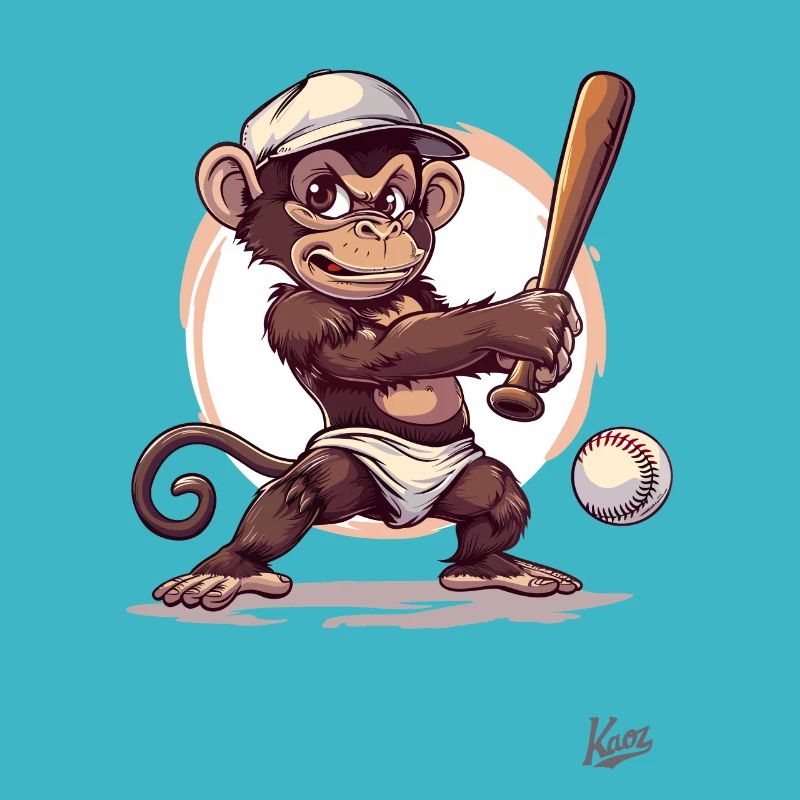 Baseball Player with Bat: Baby Monkey