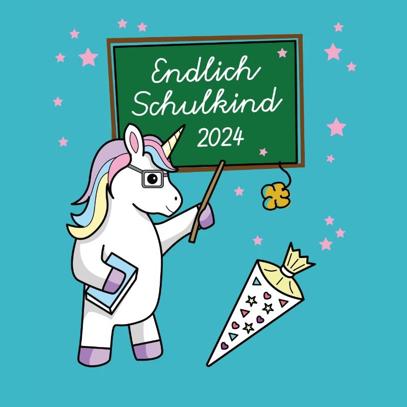 Endlich Schulkind 2024 Schulanfang Schule Einhorn