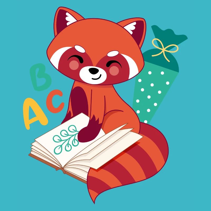 roter Panda mit Schultüte Einschulung