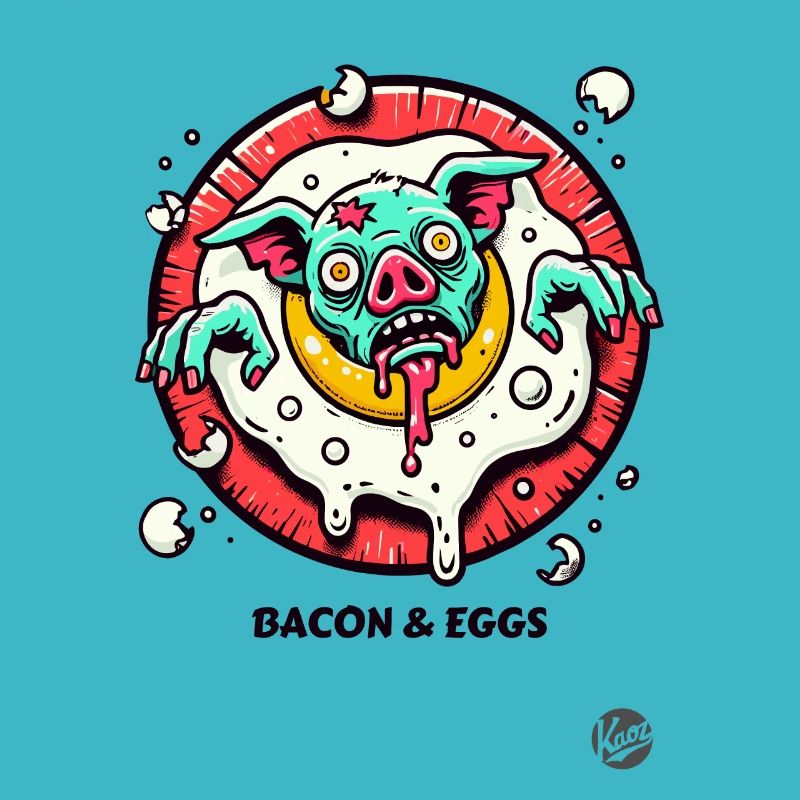 Fried egg and bacon pork for breakfast
