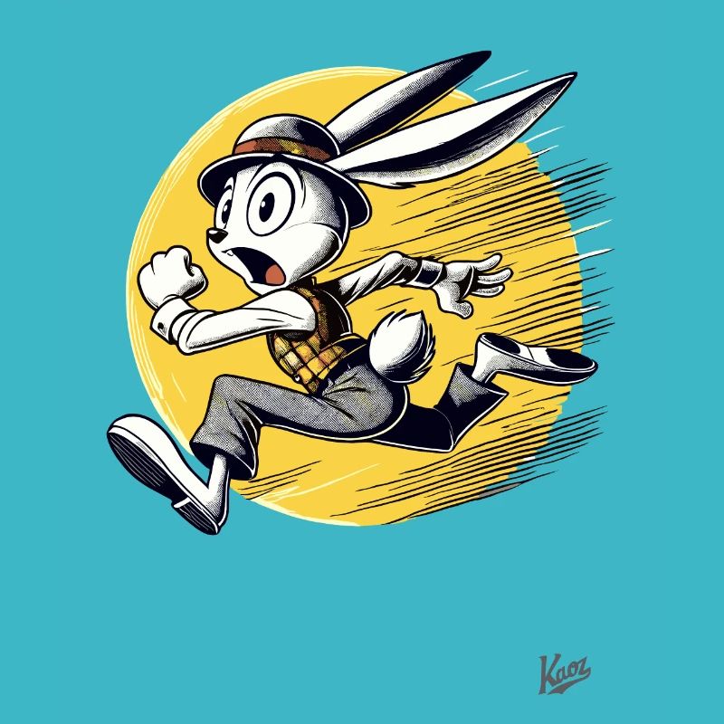 Rétro dessin animé Running Bunny