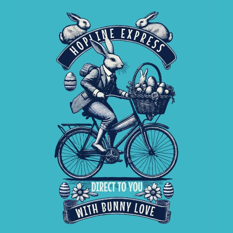 Easter Retro Bunny Bicycle Basket Eggs