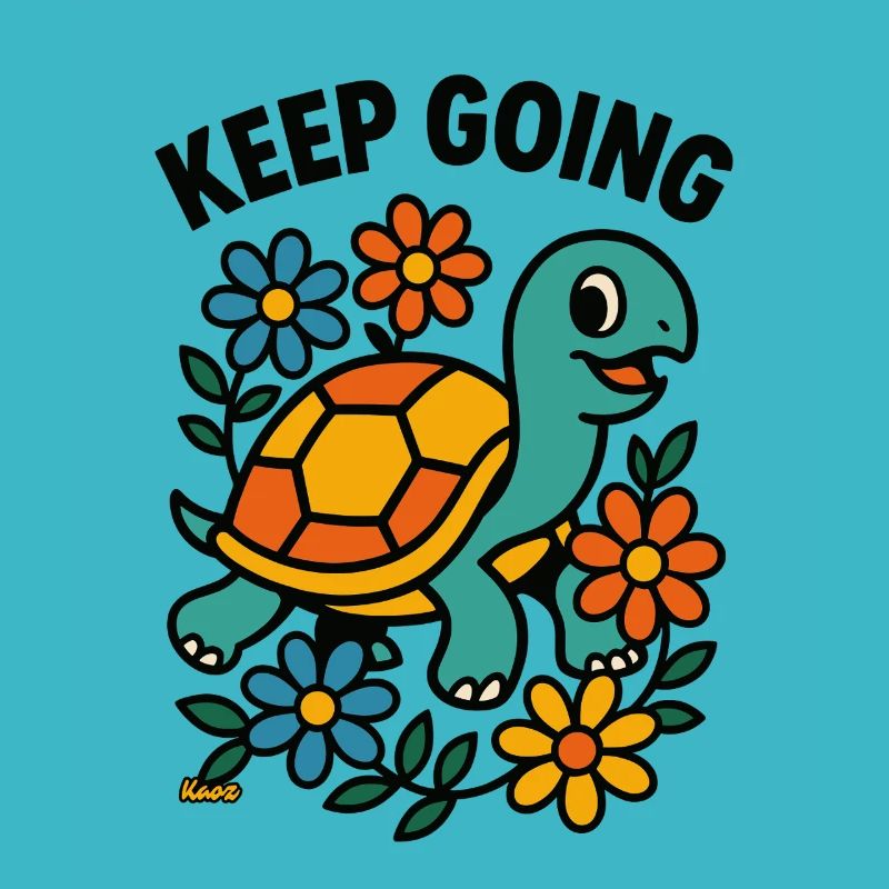 Motivierende Schildkröte mit Blumen