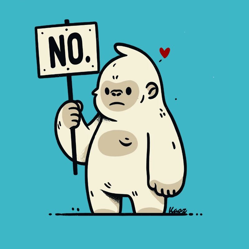 Funny Gorilla Monkey with No Sign Comic Style