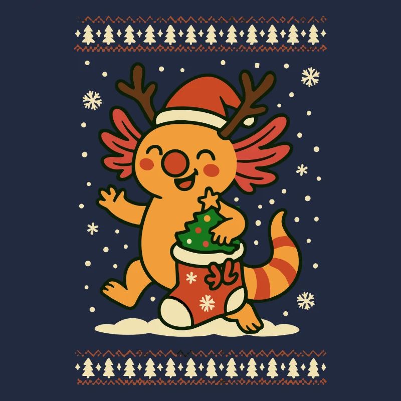 Weihnachts Axolotl im Strickmuster