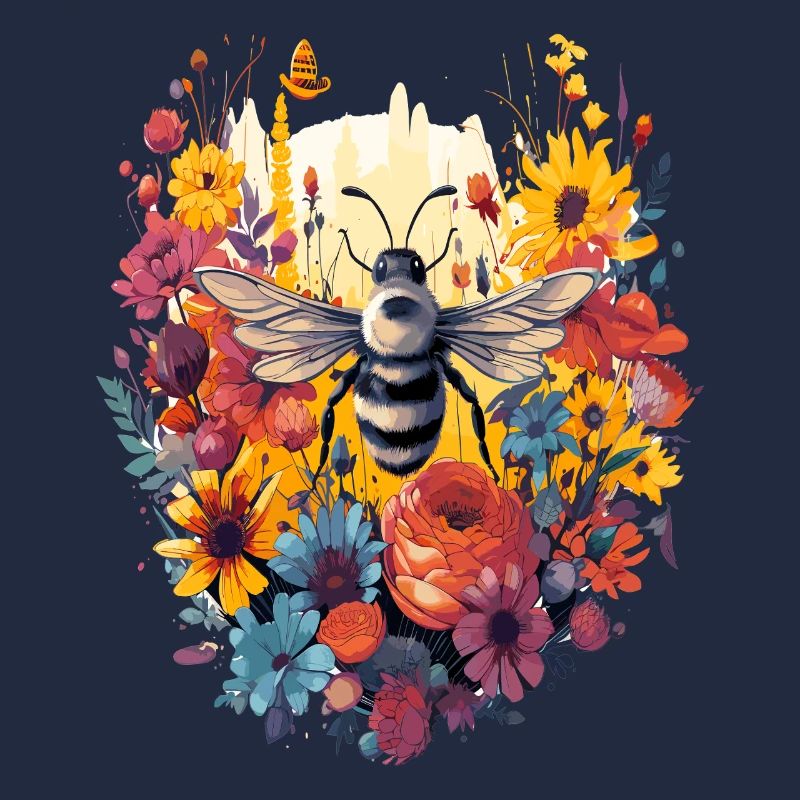 Abeille dans une couronne de fleurs