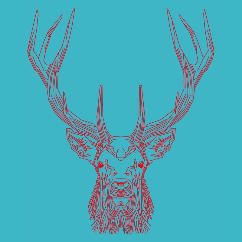 Tech Deer – Geometric Deer in Red