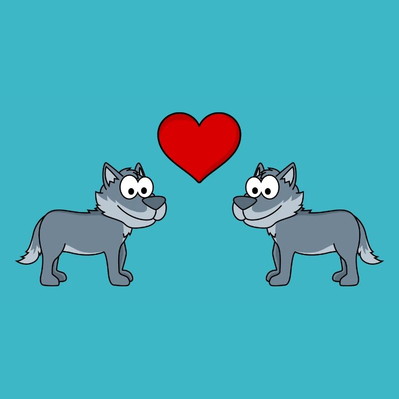 Wolf Comic Paar Liebe