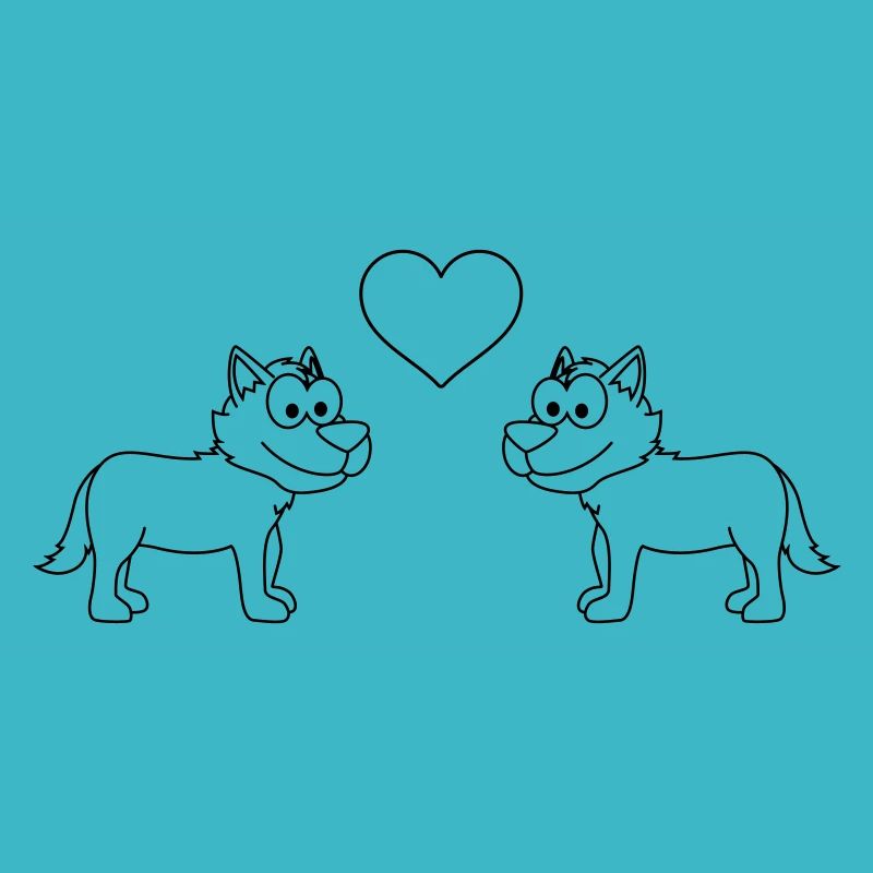 Wolf Comic Paar Liebe