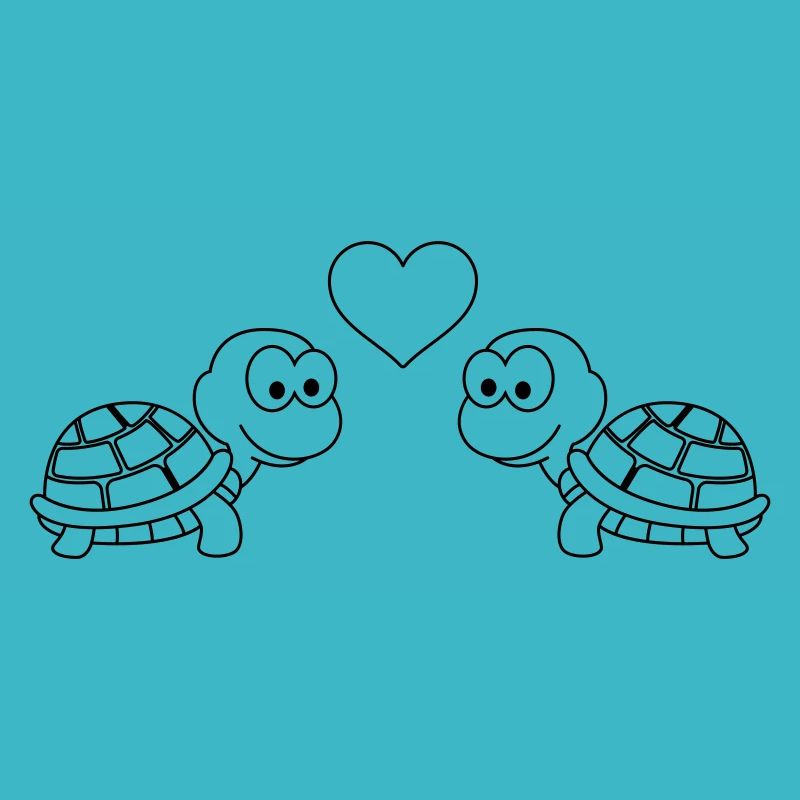 Turtle Comic Couple Love