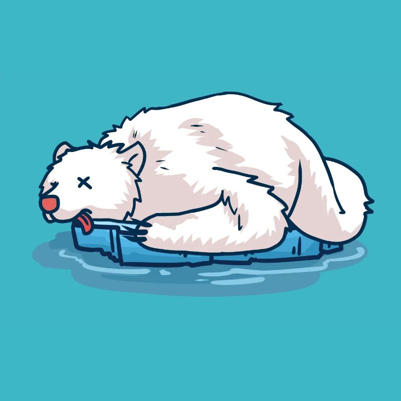 Dead polar bear on an ice floe Rip Climate change
