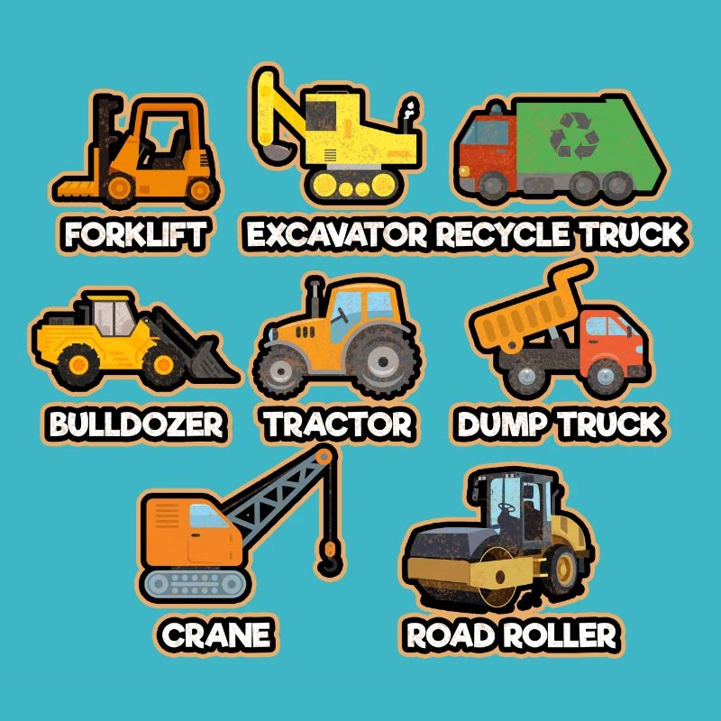 Excavatrice Chantier de construction Ouvrier de construction Camion de construction I Cadeau