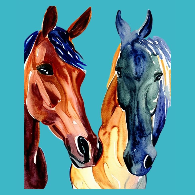 Chevaux Abstrait Aquarelle