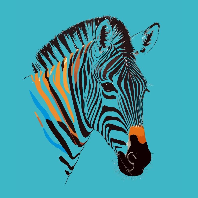 Zebra Vector Art with Vibrant Colors Illustration