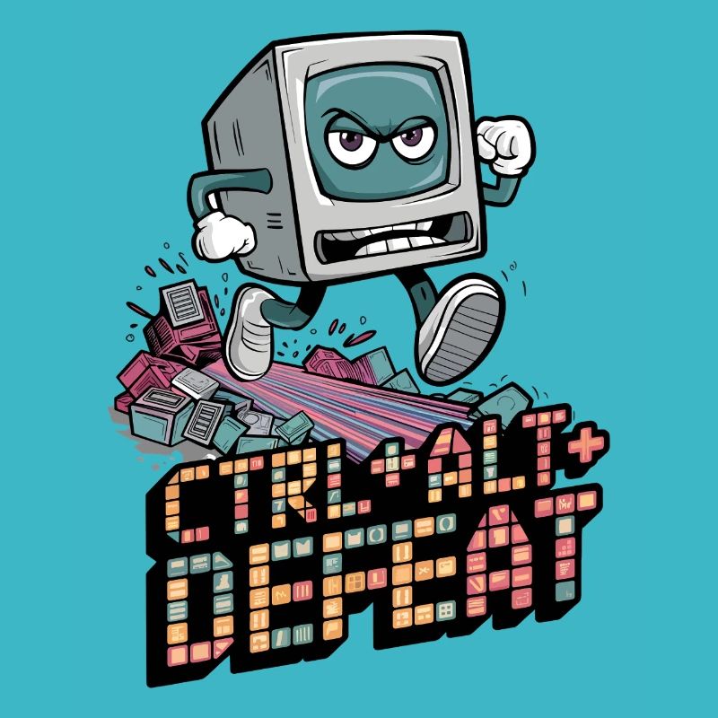 Ctrl Alt Defeat Retro Angry Computer Art