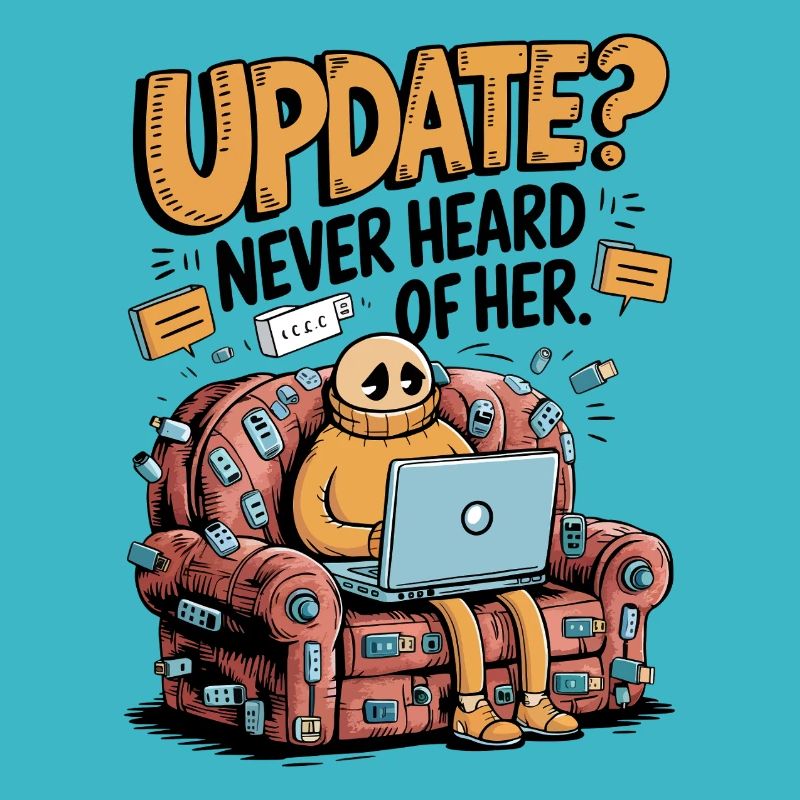 Update Overload – Lustiges Tech Couch Potato Design