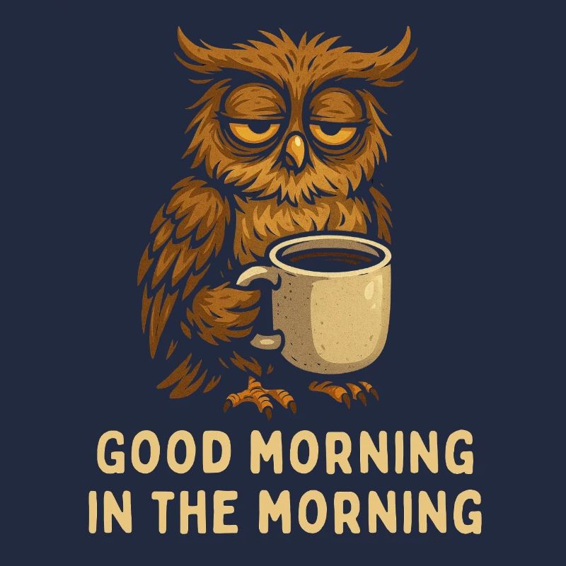 Sleepy Owl with Coffee