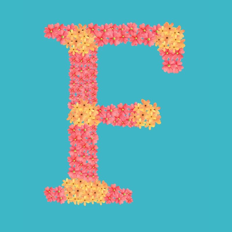 Dein Initial "F" mit Blüten 
