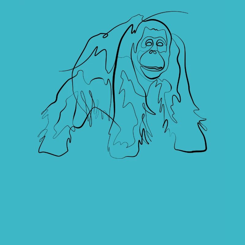 Singe Orang Outan - one line drawing