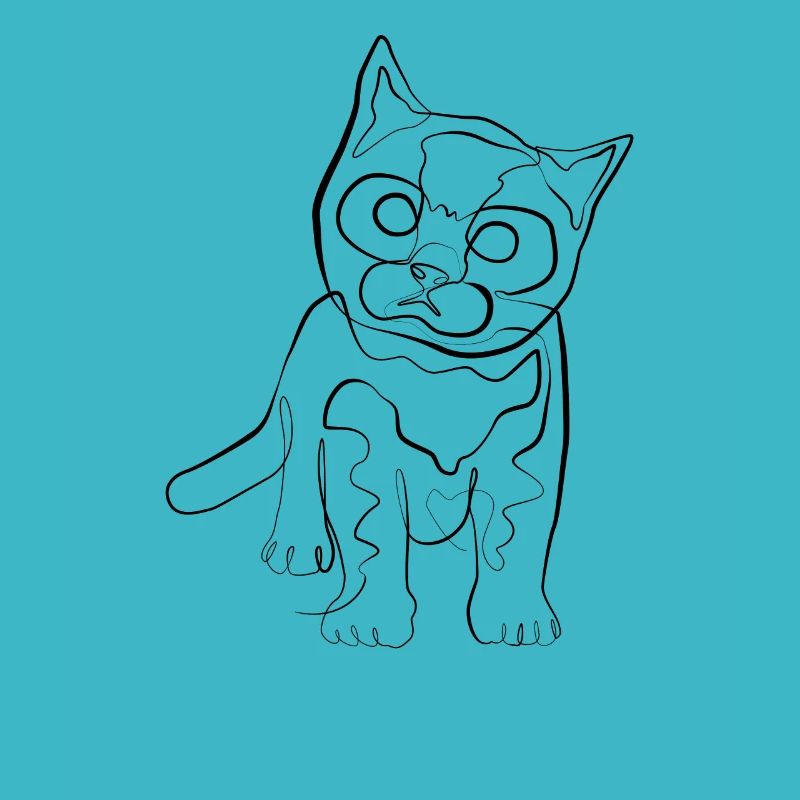 Bébé chaton - one line drawing