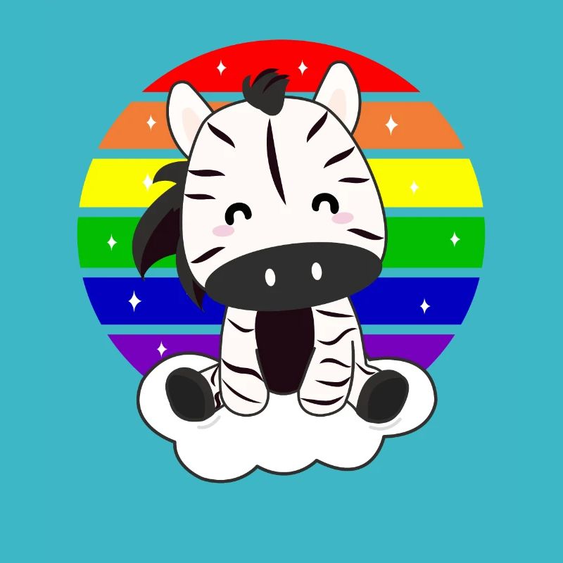 Zebra on rainbow cloud magical animals