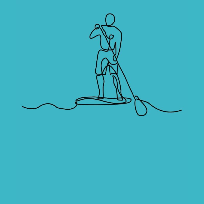 SUP Stand up Paddle one line art