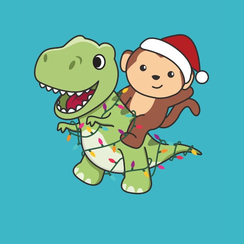 Monkey Trex Christmas Snow Winter Animals