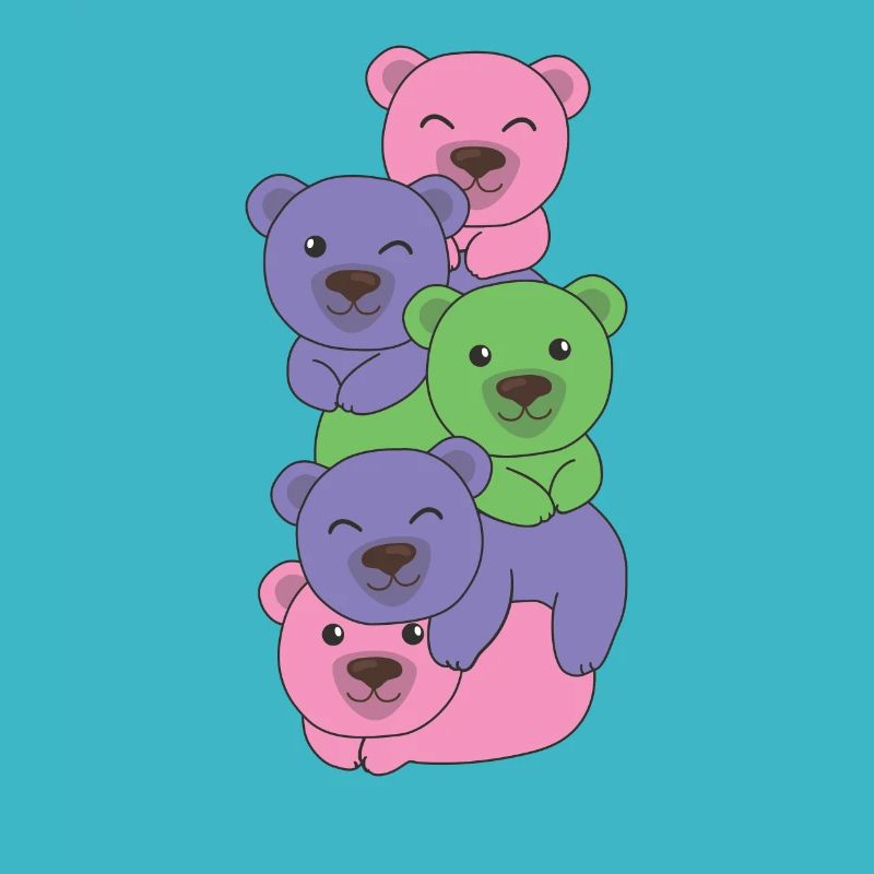 Trigender Flag Pride LGBTQ Cute Bear Bunch