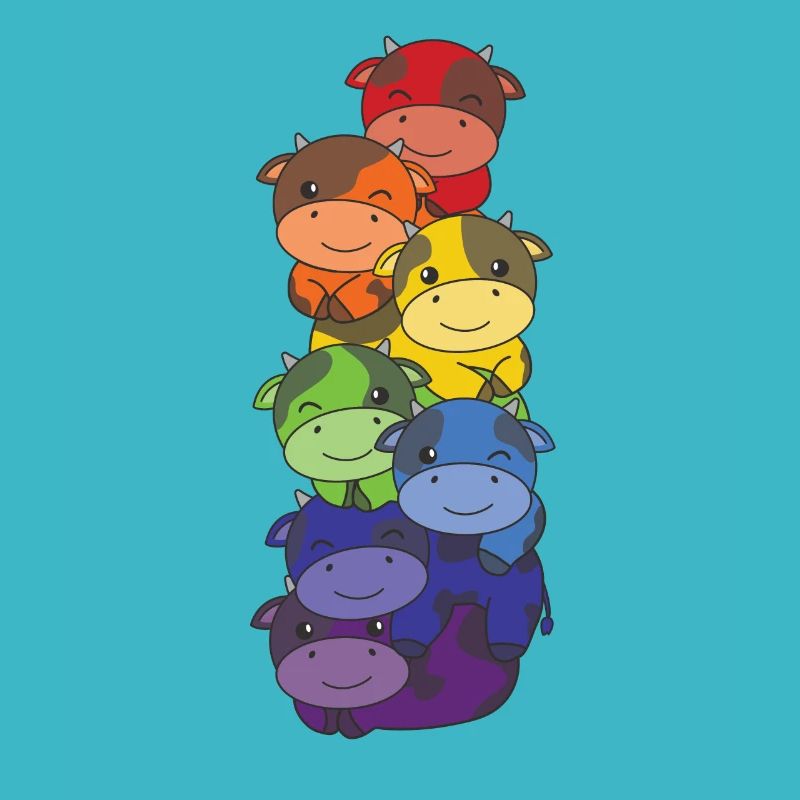 Rainbow Flag Pride LGBTQ Mignon Cow Stack