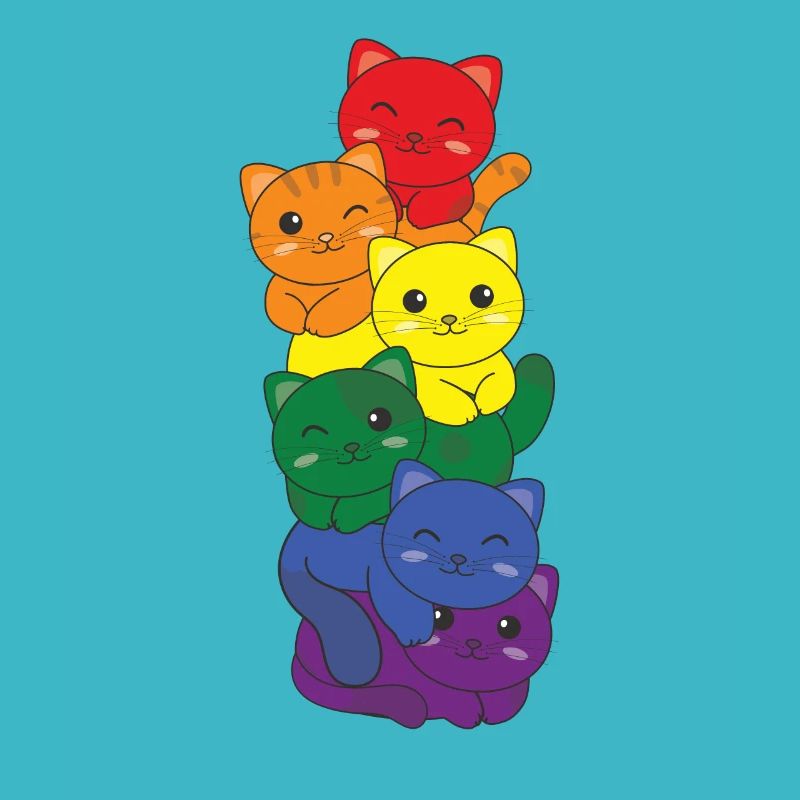 Regenbogen Flag Pride LGBTQ süßer Katze Stapel