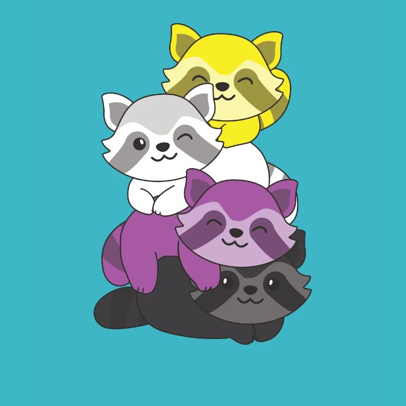 Nonbinary Flag Pride LGBTQ Cute Raccoon Stack