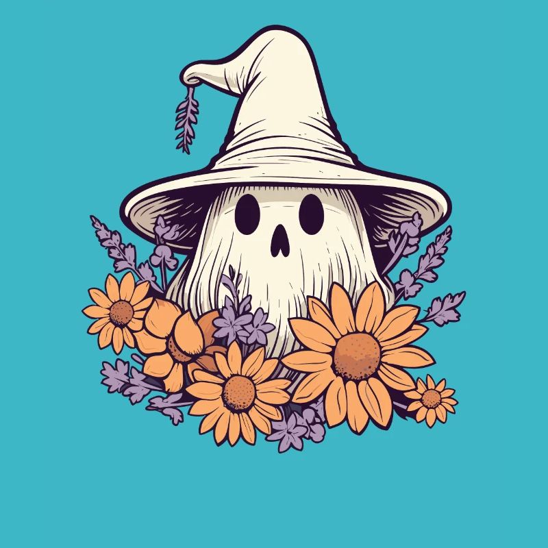 Halloween Groovy Ghost Hippie Fleurs