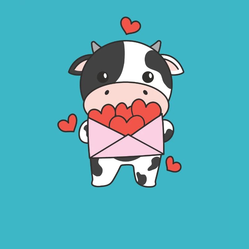 Vache pour la Saint-Valentin Animaux mignons avec des cœurs