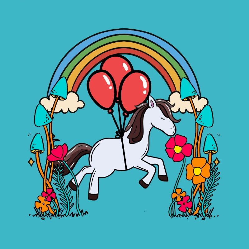 Rainbow Pony Balloons Birthday Gift