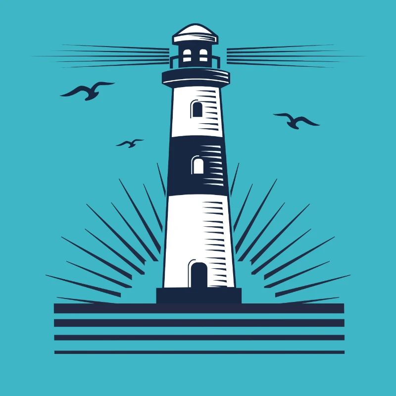 Leuchtturm mit Möwen