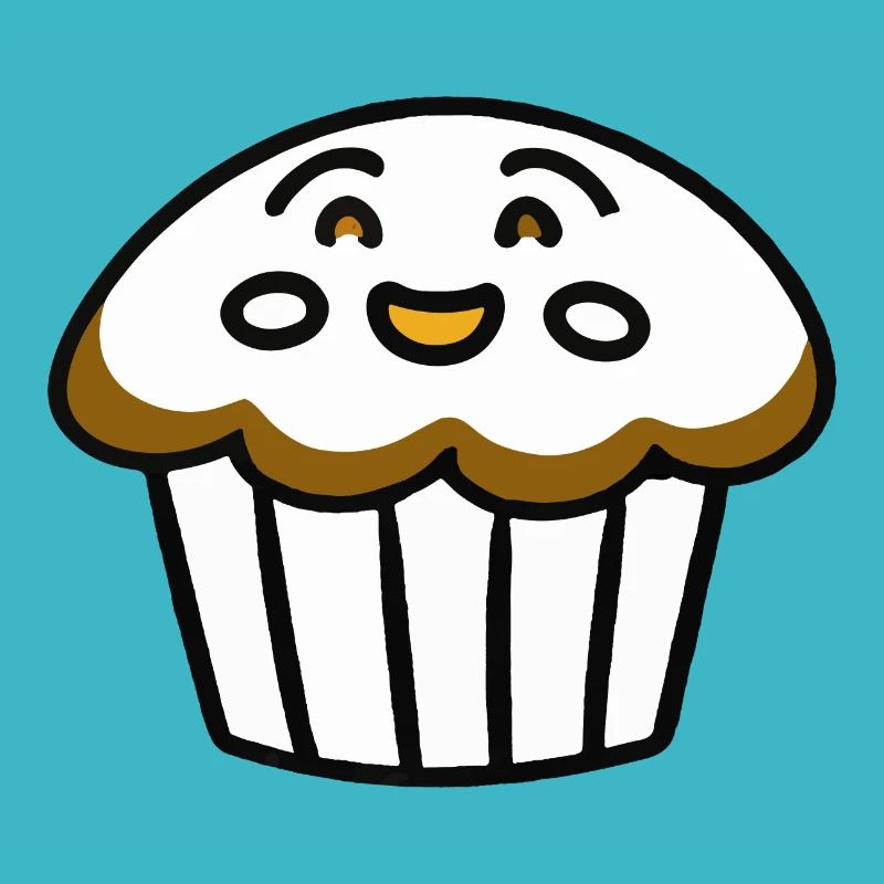 Cute Muffin with Face Vector