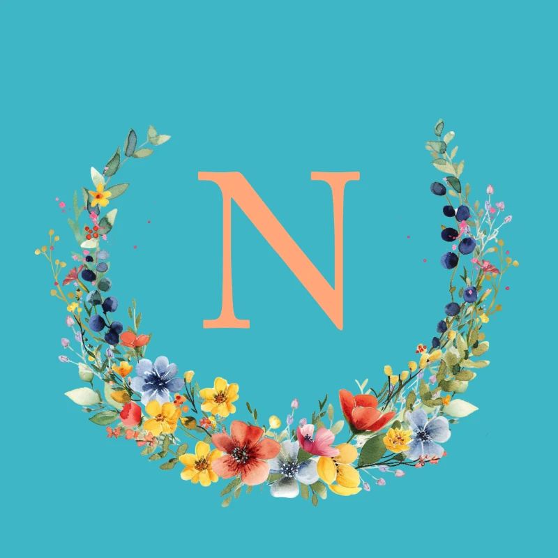N Monogram Floral, Couronne florale, Personnalisable